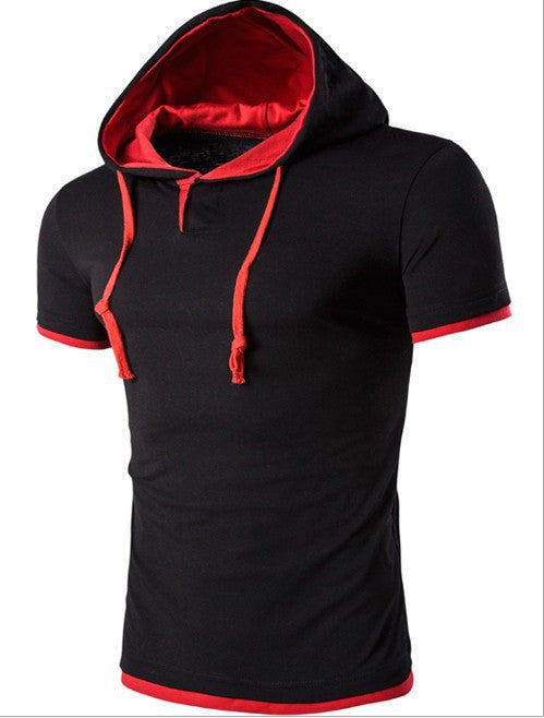 Men's Short Sleeve Hoodie Shirt / Athletic Hooded T-Shirts 