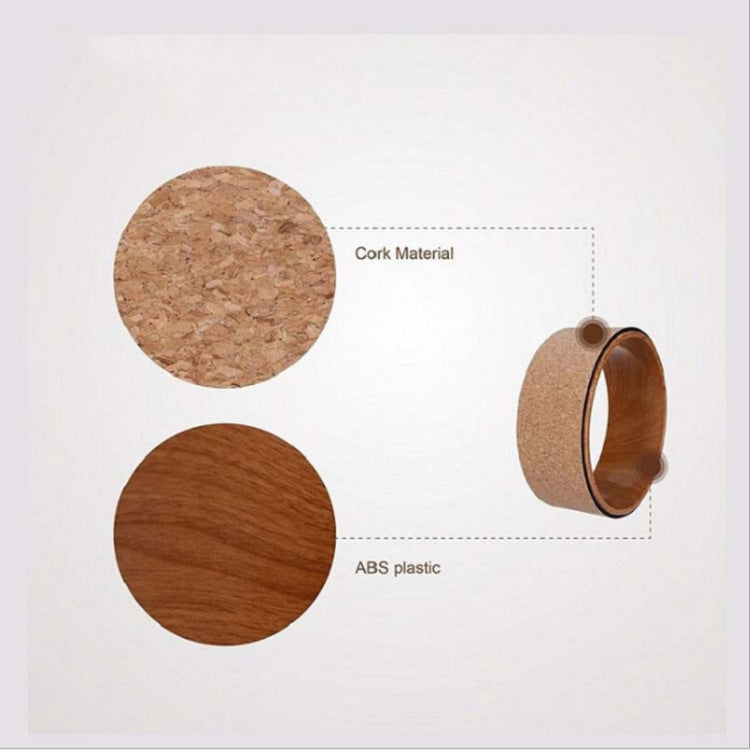 Yoga wheel made of natural cork and wood