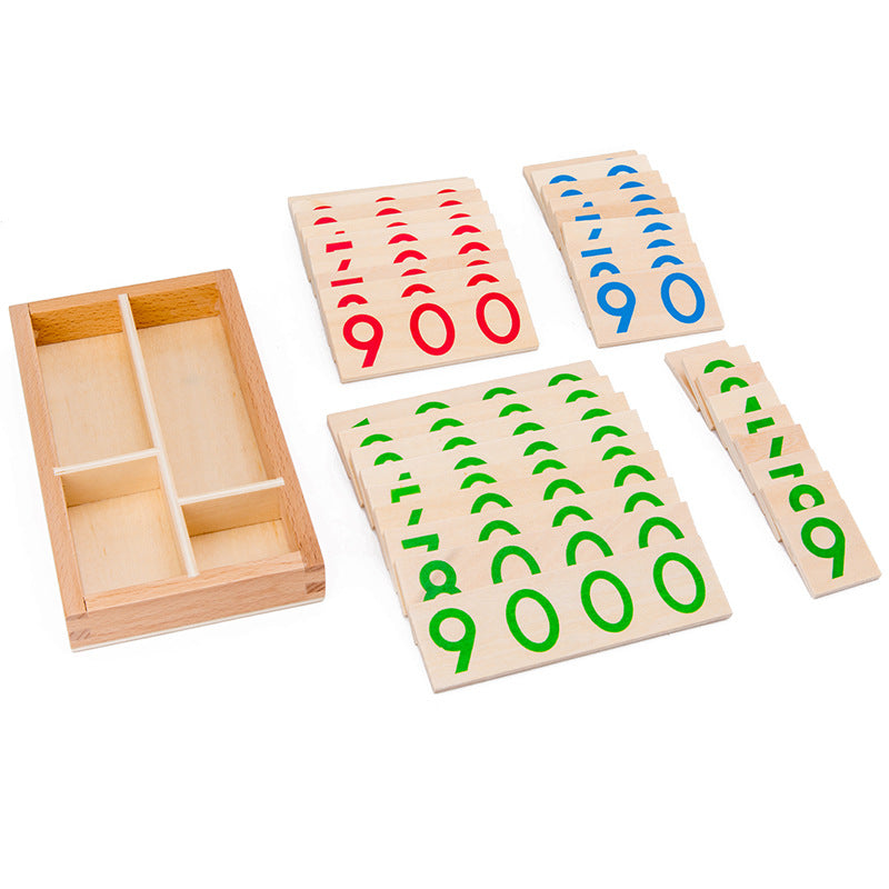 Montessori / wooden number card set small, complete set, 37 pieces. 