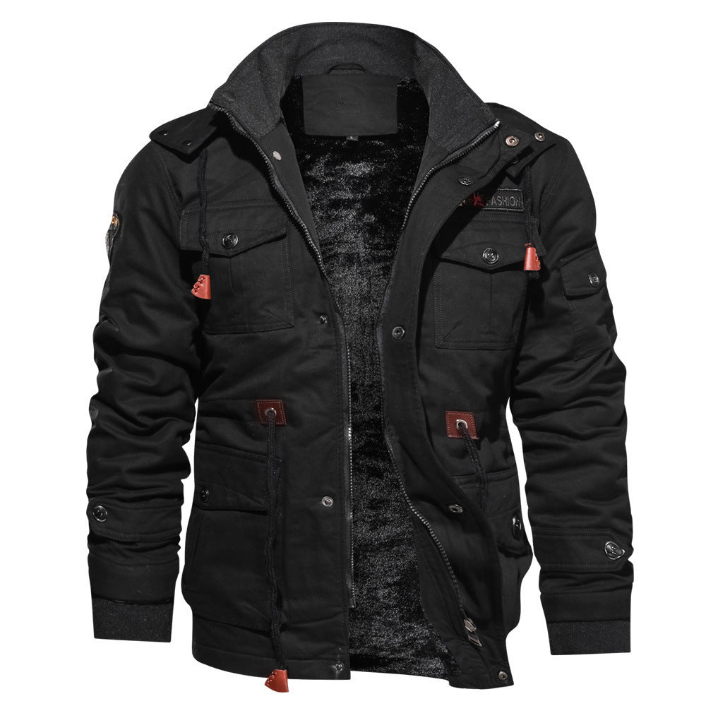 Men's outdoor jacket with removable hood