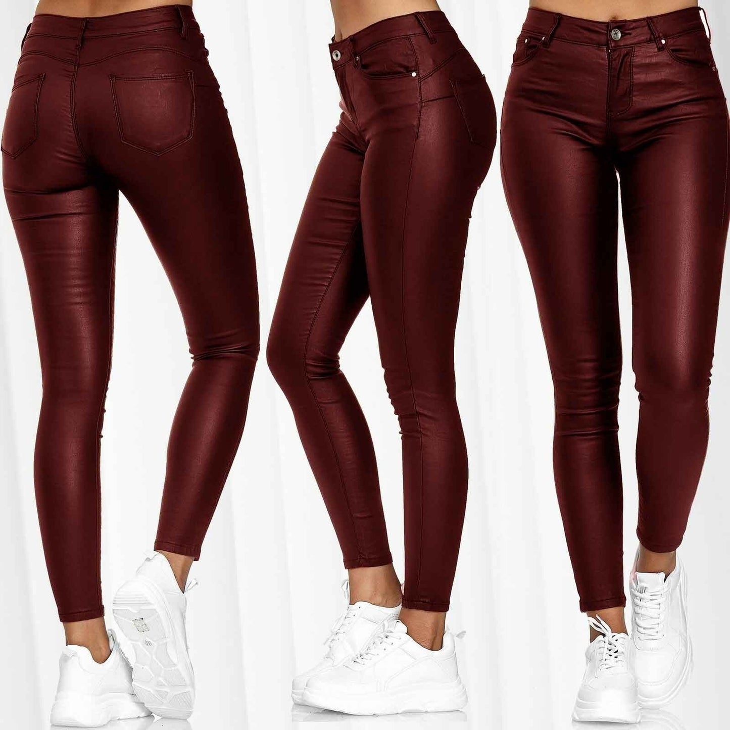 Women's trousers in leather look