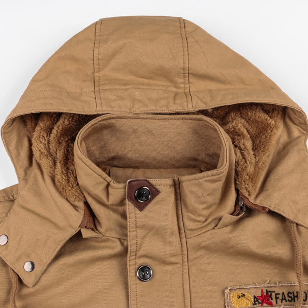 Men's outdoor jacket with removable hood