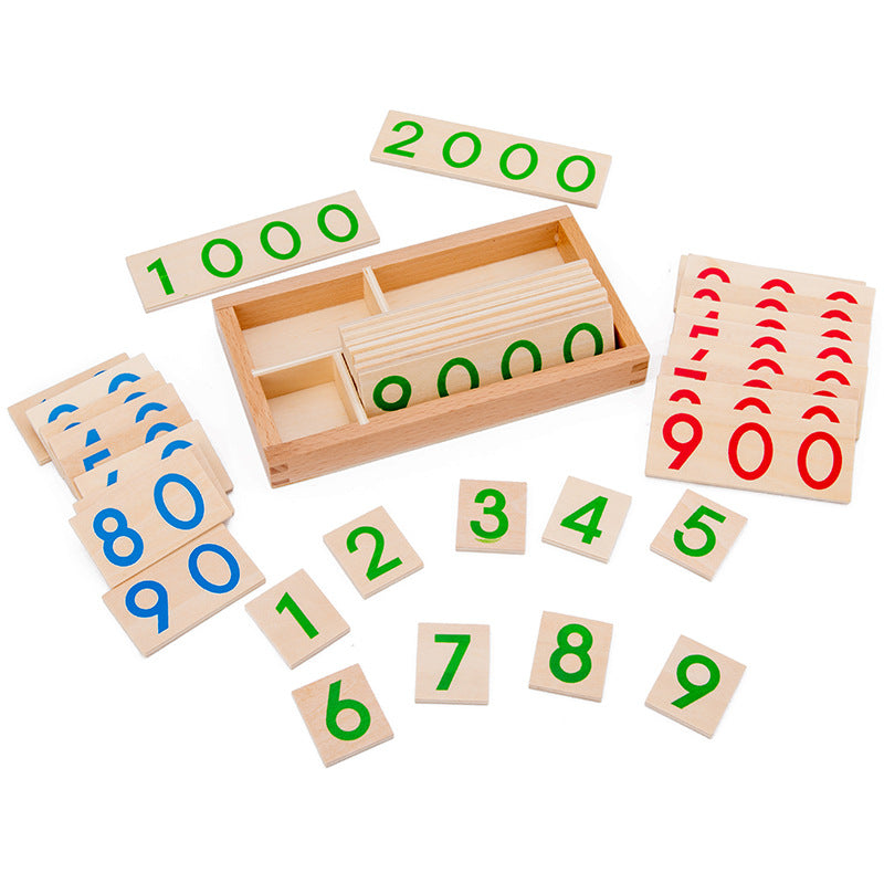 Montessori / wooden number card set small, complete set, 37 pieces. 