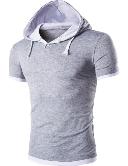 Men's Short Sleeve Hoodie Shirt / Athletic Hooded T-Shirts 