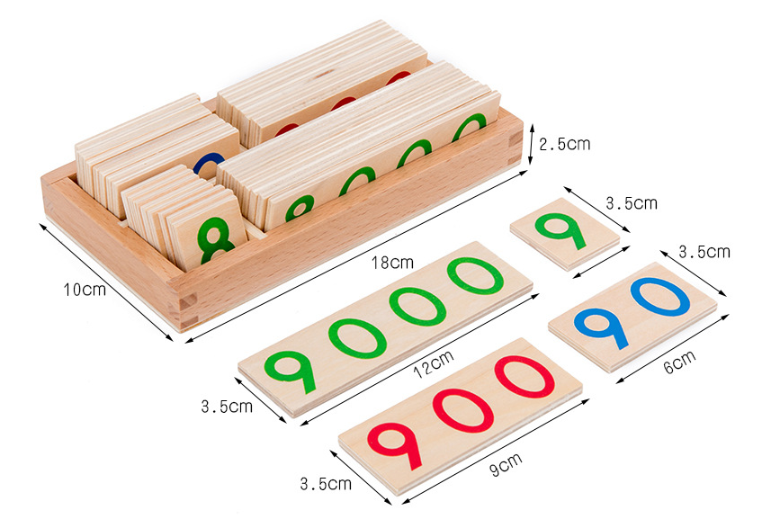 Montessori / Hölzerner Zahlenkartensatz klein, Komplettset, 37-tlg.