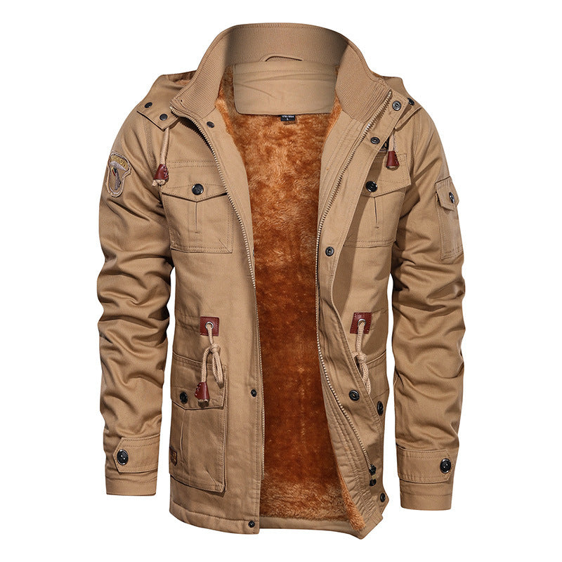 Men's outdoor jacket with removable hood