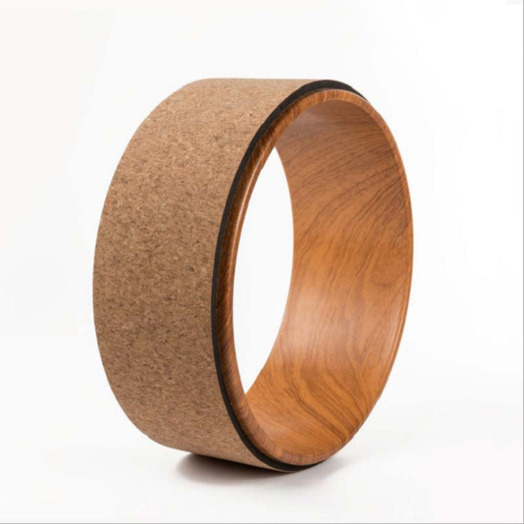 Yoga wheel made of natural cork and wood