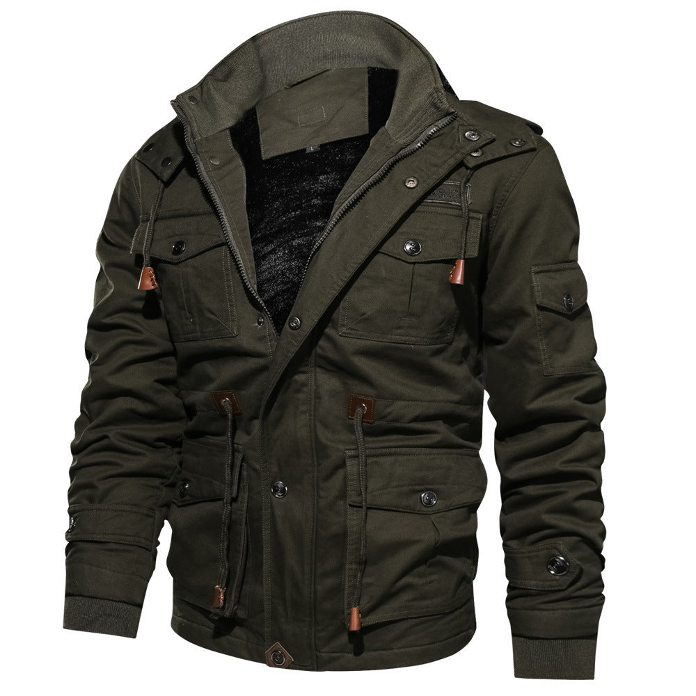 Men's outdoor jacket with removable hood