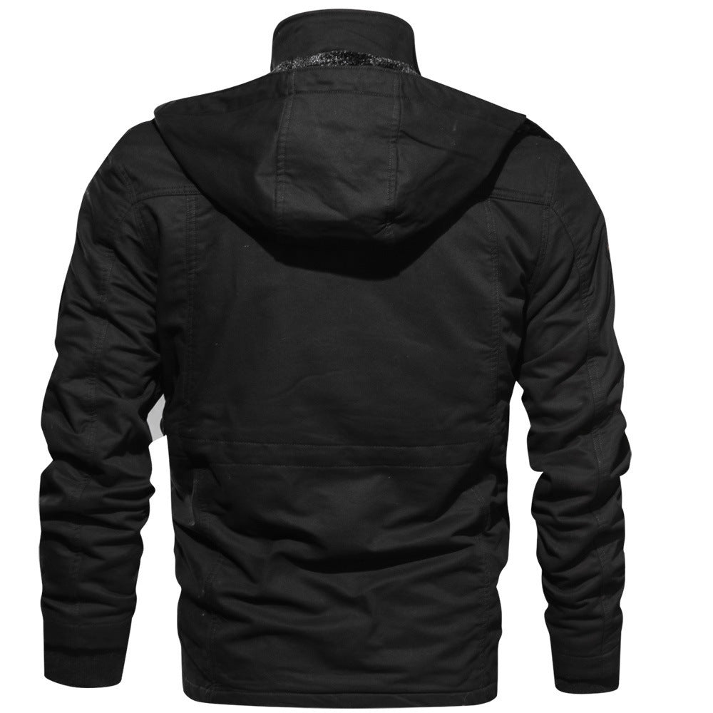 Men's outdoor jacket with removable hood