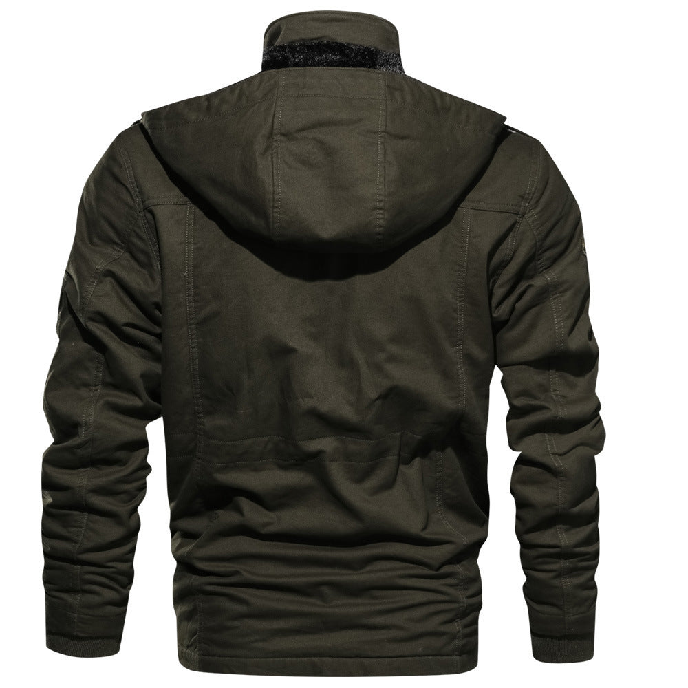 Men's outdoor jacket with removable hood