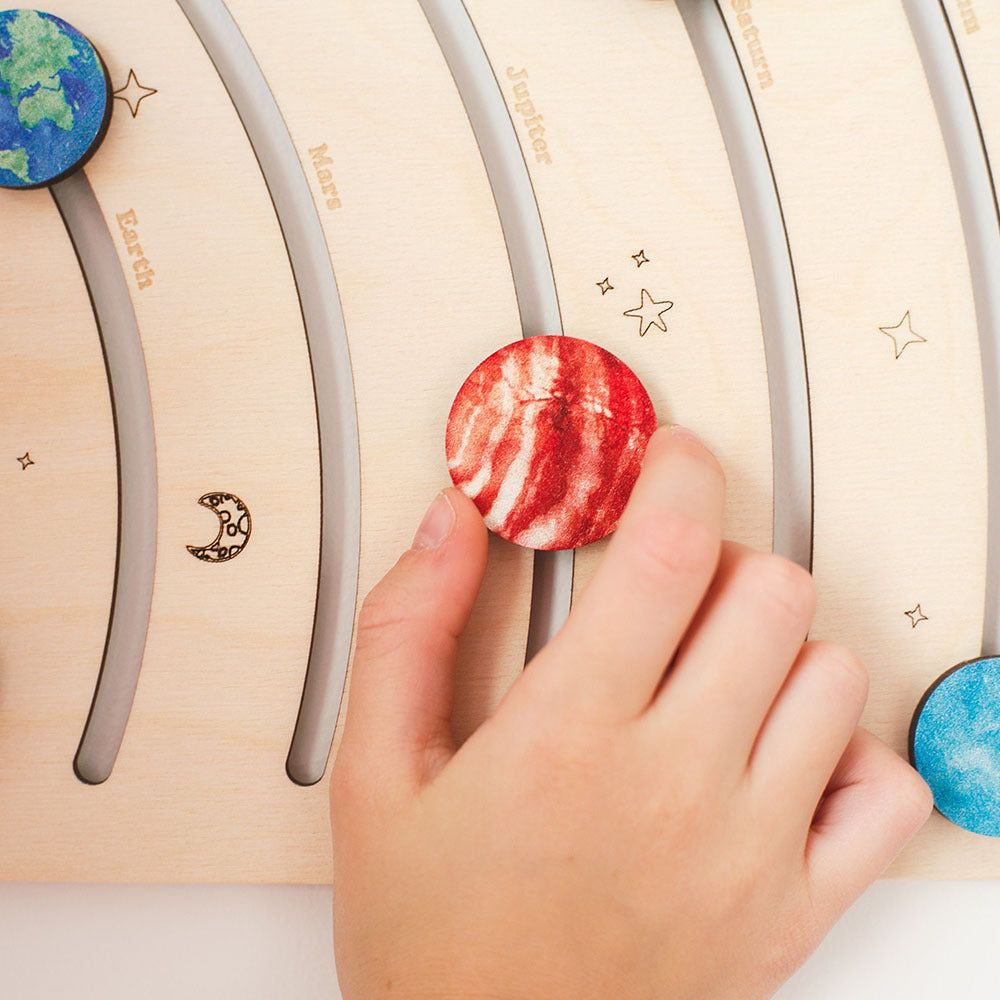 Wooden Montessori educational toy / solar system 