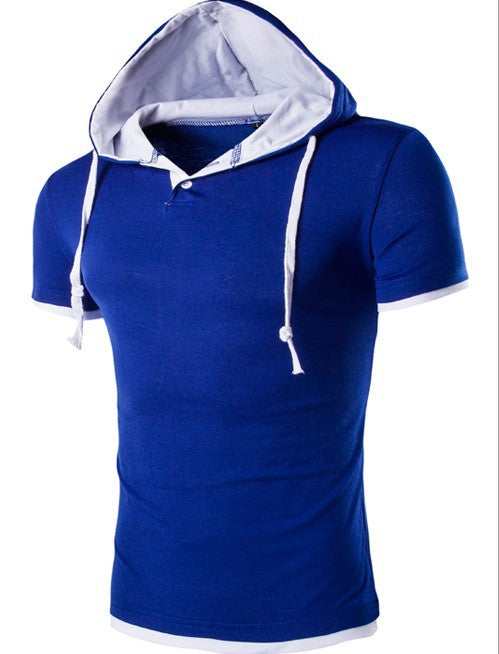 Men's Short Sleeve Hoodie Shirt / Athletic Hooded T-Shirts 