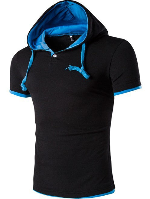 Men's Short Sleeve Hoodie Shirt / Athletic Hooded T-Shirts 