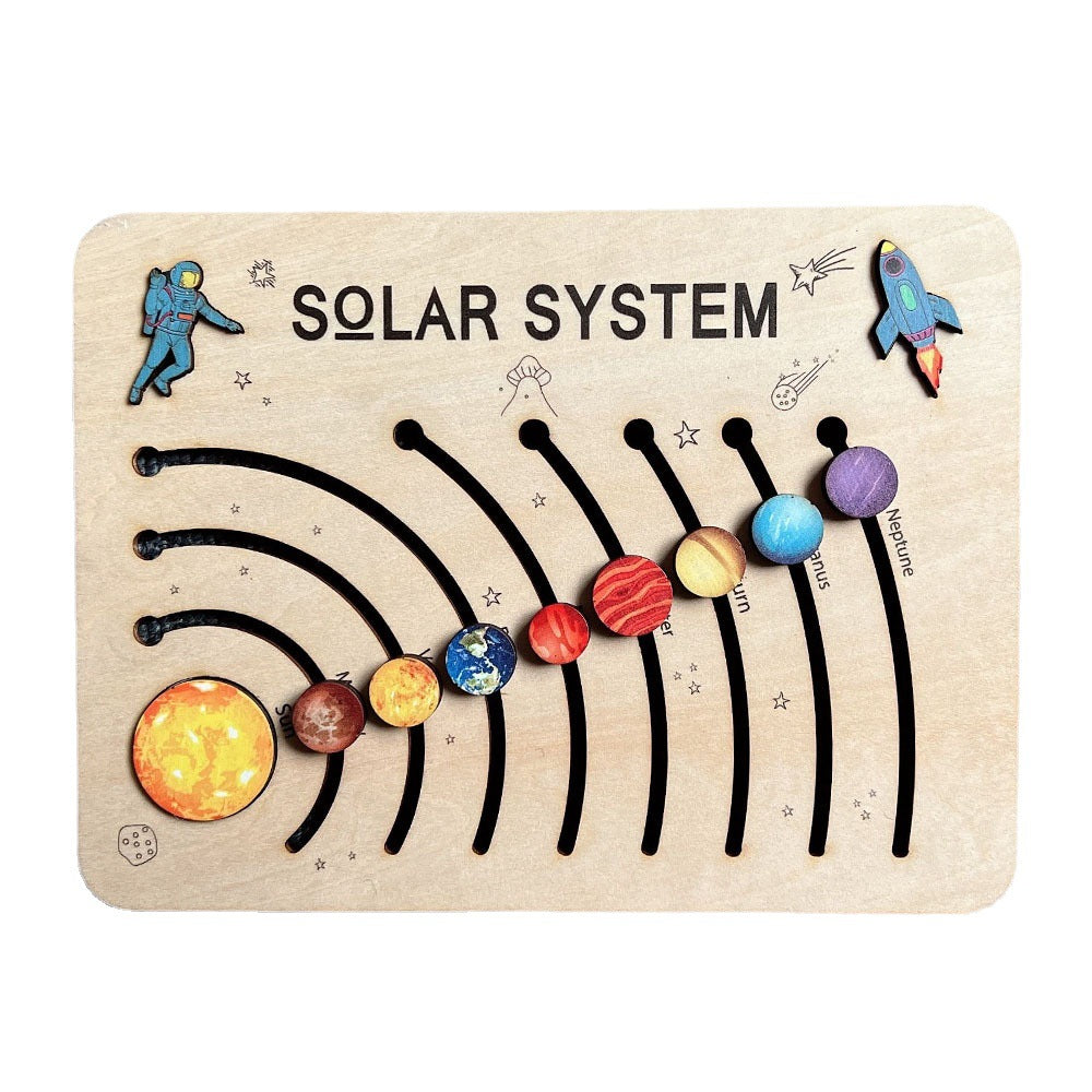 Wooden Montessori educational toy / solar system 