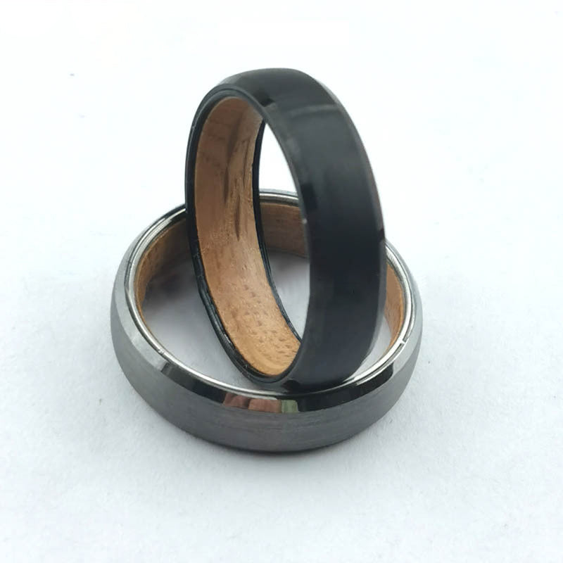 Oak wood tungsten carbide ring