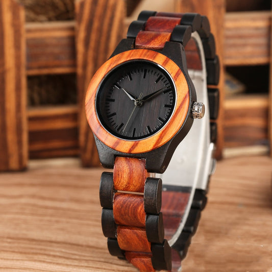 Women's bamboo watch with colored dial