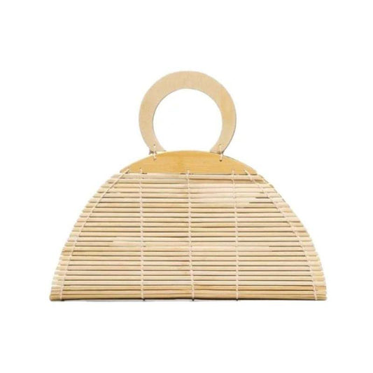 Bamboo women's handbag made of hand-woven bamboo fiber (100% natural bamboo)