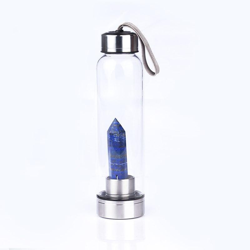 Wasserflasche mit energetischer Kristallsäule  (550ml)