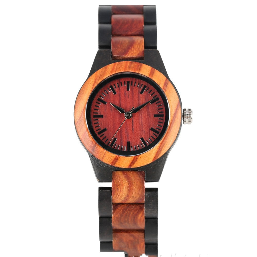 Women's bamboo watch with colored dial