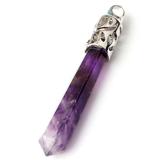 Energetic hexagonal pendulum made of natural amethyst