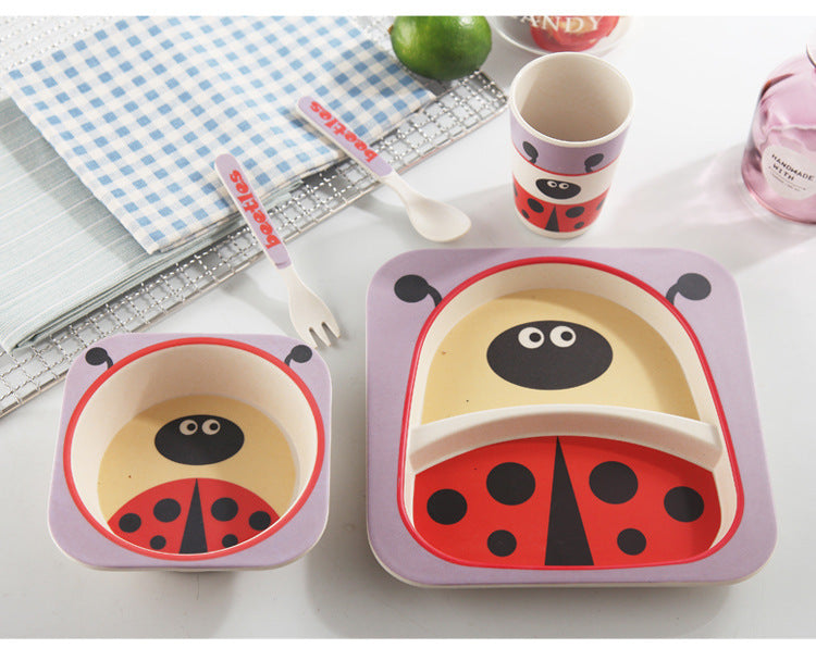 5-piece children's tableware made of bamboo fiber