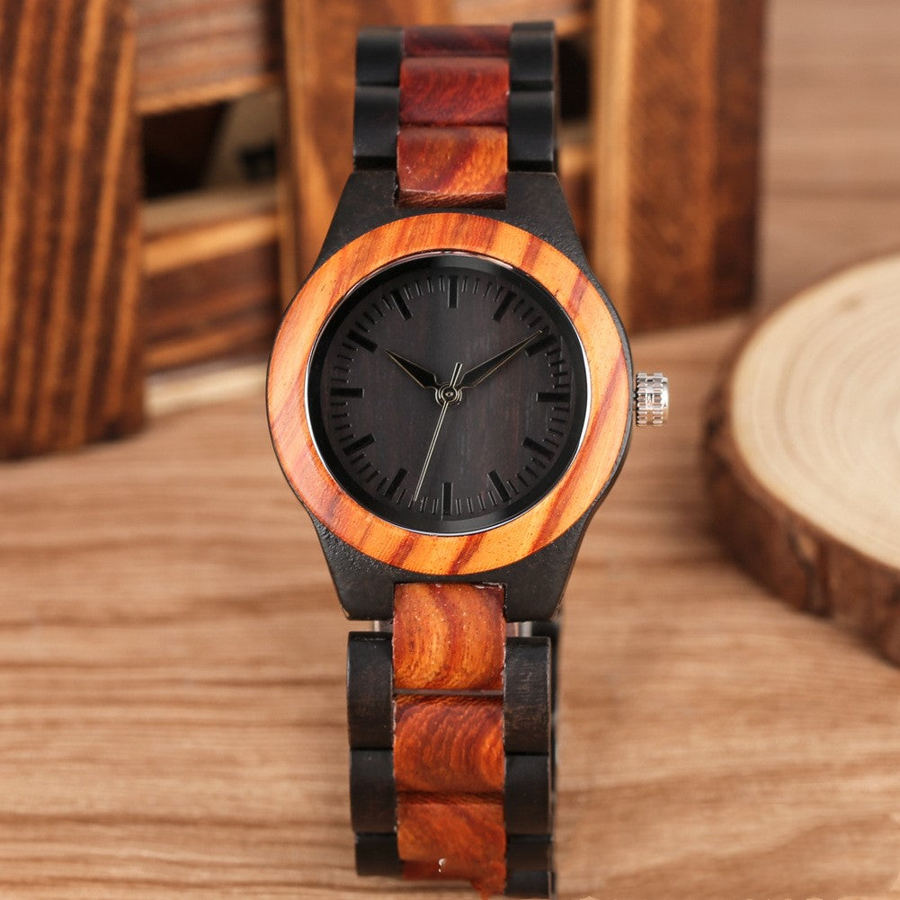 Women's bamboo watch with colored dial