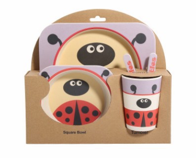 5-piece children's tableware made of bamboo fiber