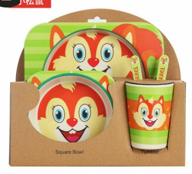 5-piece children's tableware made of bamboo fiber