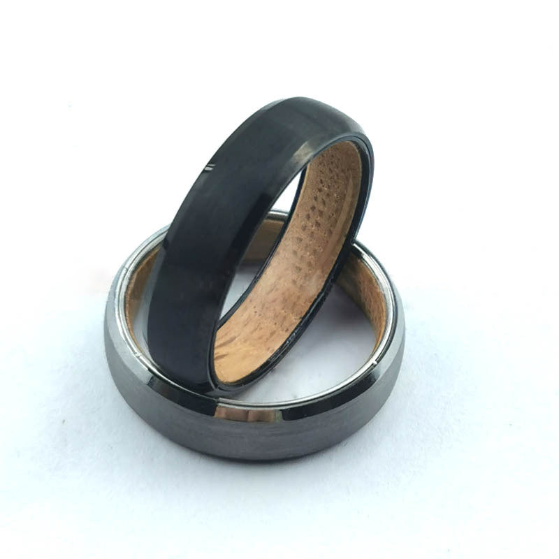 Oak wood tungsten carbide ring