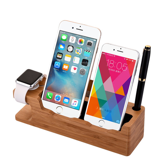 Iphone and iwatch bamboo charging console