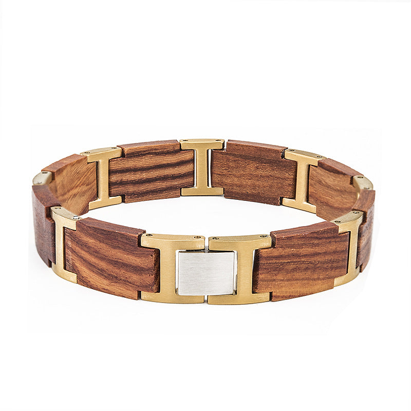 Sandalwood/stainless steel bracelet, unisex