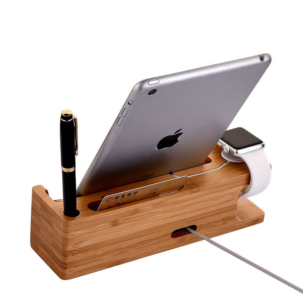 Iphone and iwatch bamboo charging console