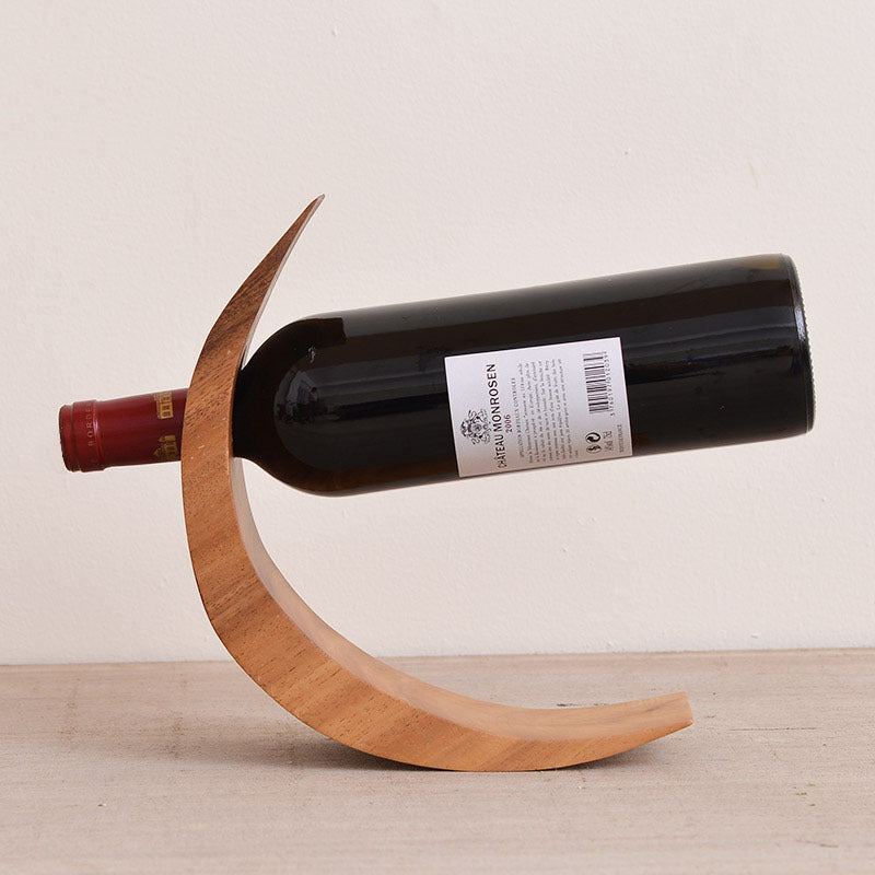 Balance wine bottle holder made of solid bamboo