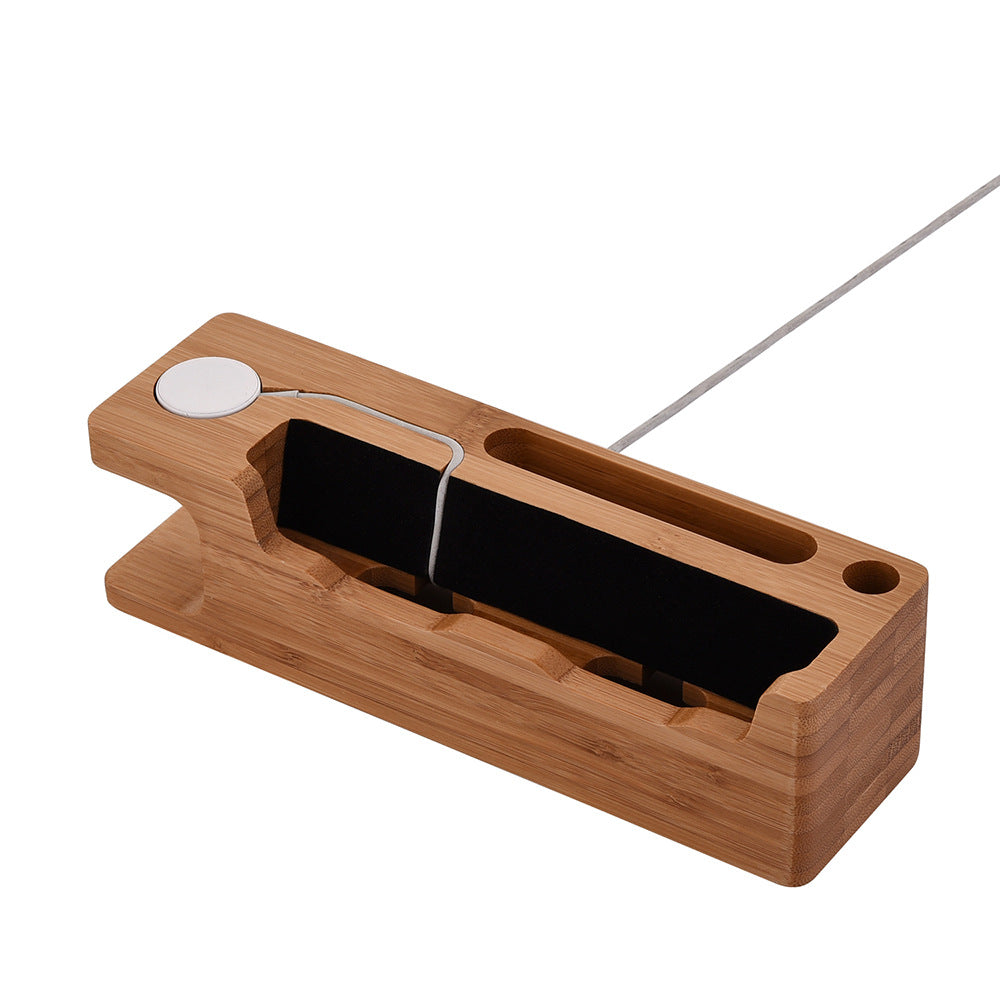 Iphone and iwatch bamboo charging console