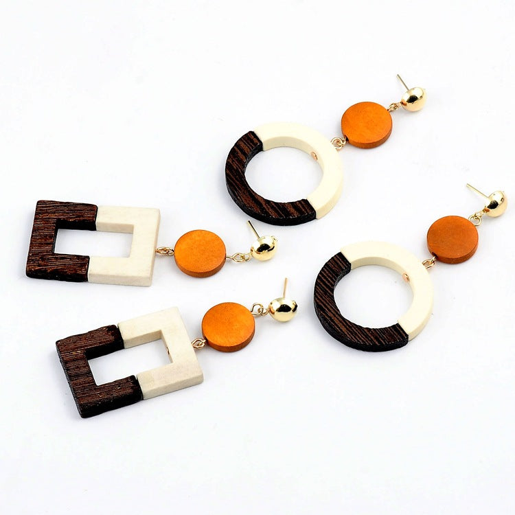 Stylish 2 colored vintage wooden earrings