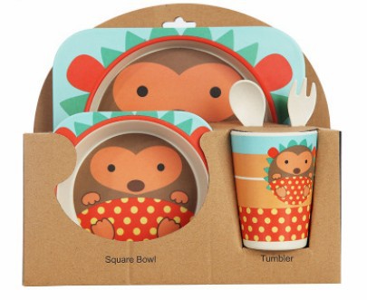 5-piece children's tableware made of bamboo fiber