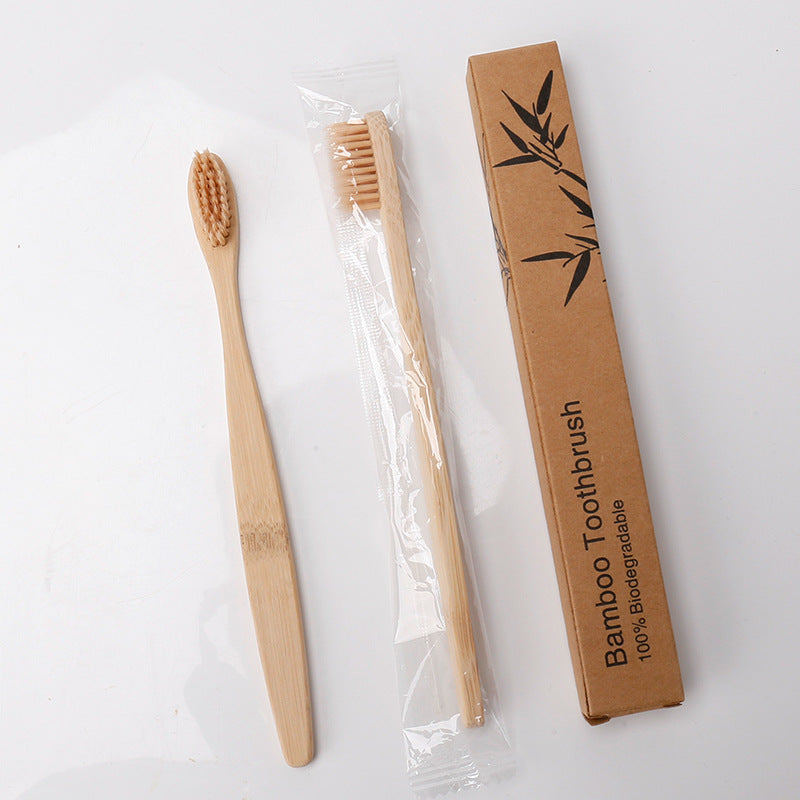 Bamboo toothbrush, rainbow colored bristles