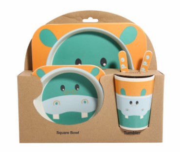 5-piece children's tableware made of bamboo fiber