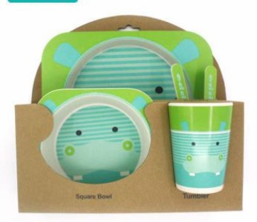 5-piece children's tableware made of bamboo fiber