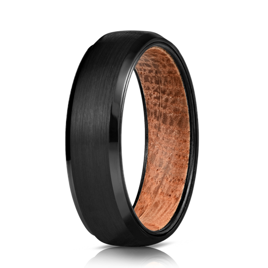 Oak wood tungsten carbide ring