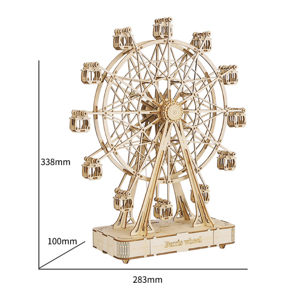 3D wooden puzzle, Ferris wheel with wind-up mechanism