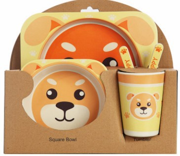 5-piece children's tableware made of bamboo fiber