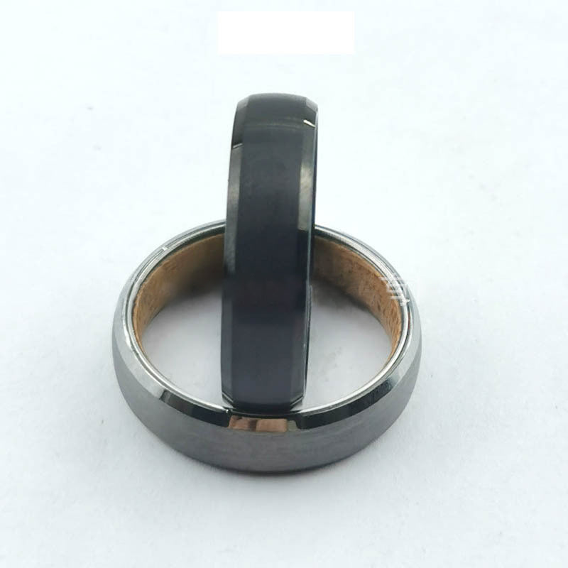 Oak wood tungsten carbide ring