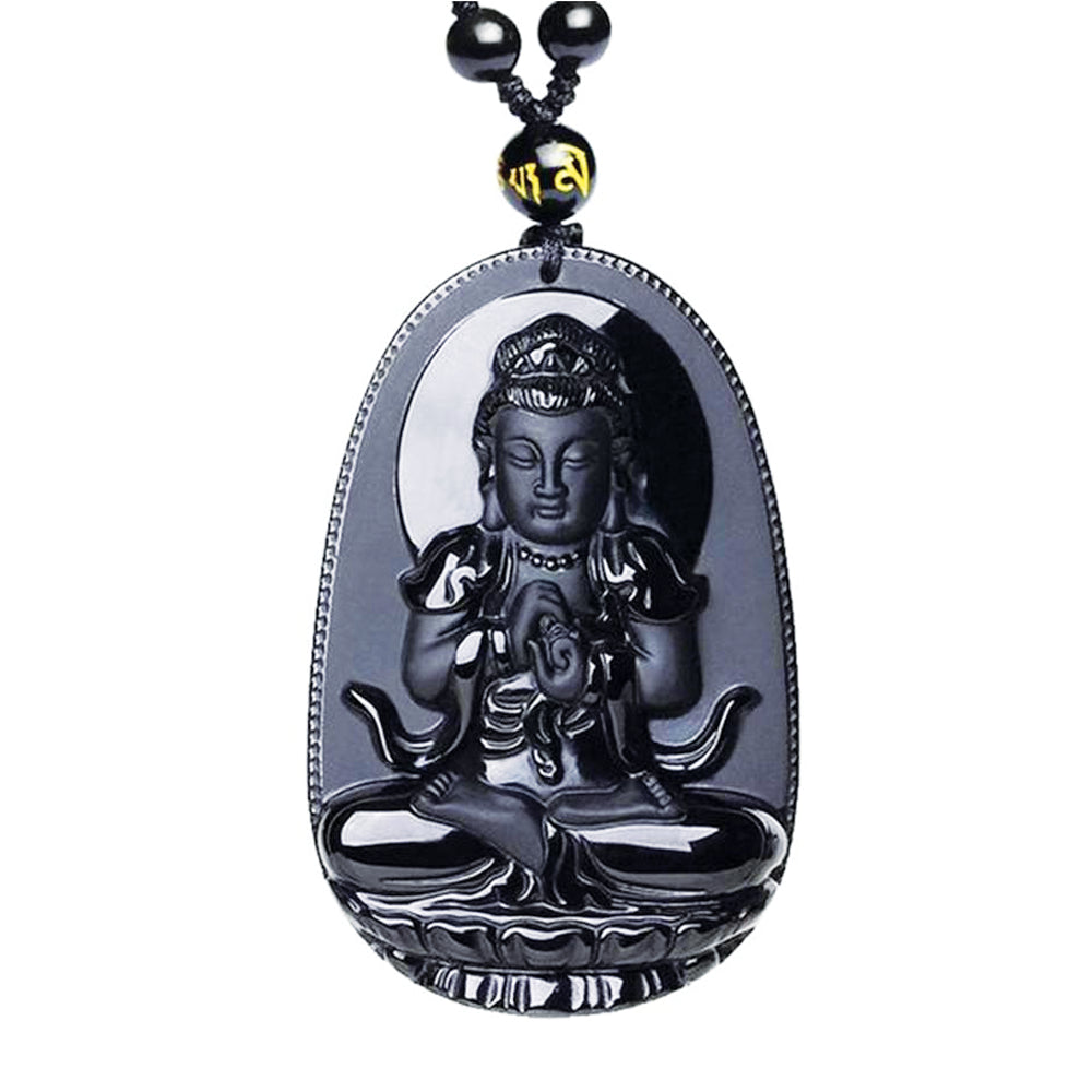 Black Buddha pendant made of obsidian