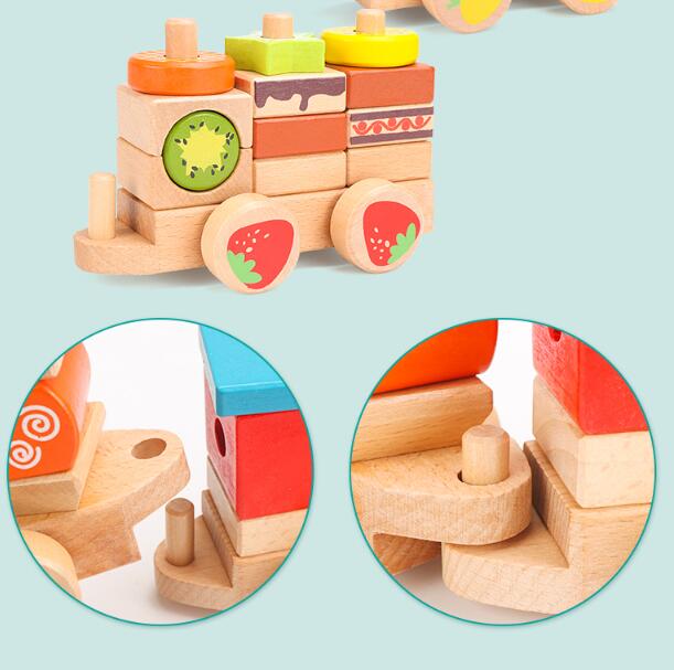 3 teiliger Kinder Frucht Holz Zug (Pädagogisches Spielzeug)