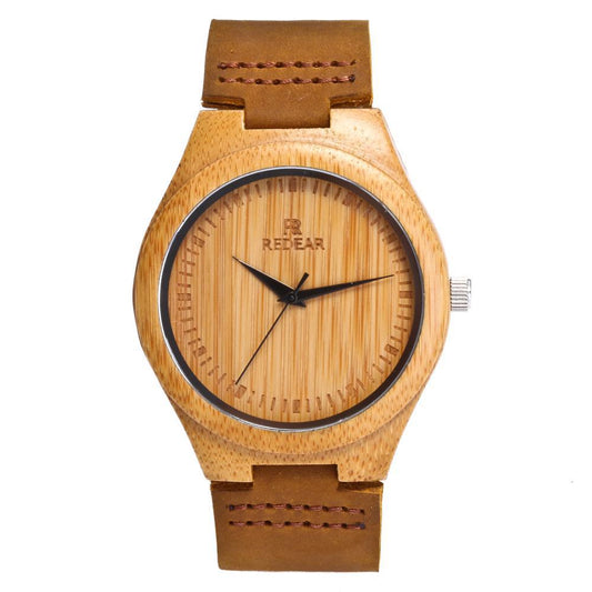 Unisex Bambus Quarz Uhr