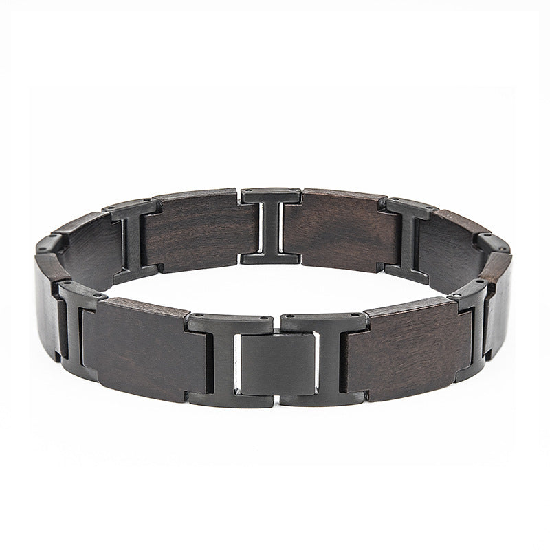 Sandalwood/stainless steel bracelet, unisex