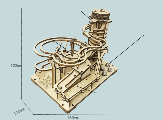 Wooden marble run, 3D puzzle