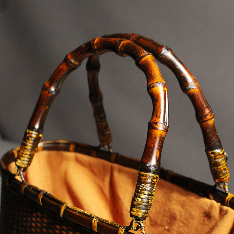 Vintage bamboo "Tea Ceremony" bag, 100% handmade