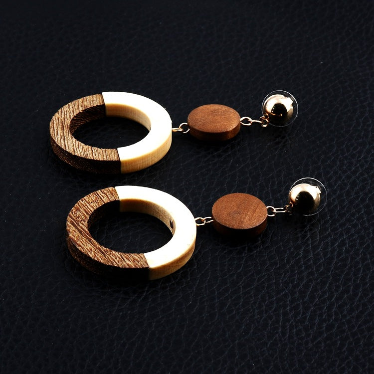 Stylish 2 colored vintage wooden earrings